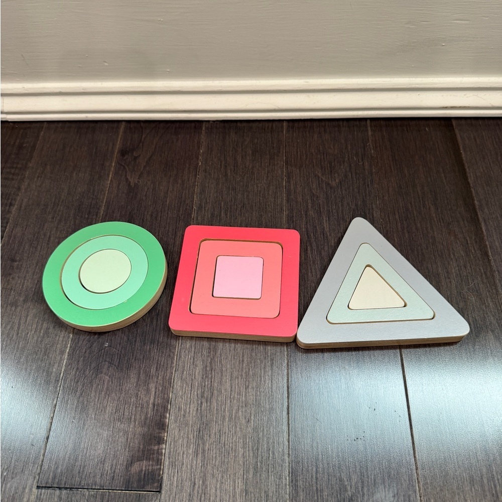 NWOT Kiwico Panda Crate Wooden Geometric Shape 9 Piece Puzzle for Kids Toddlers